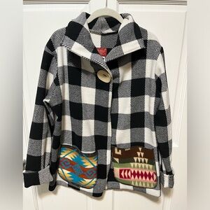 Birchberry Ojibwe plaid wool flannel shacket coat women’s size xs x-small